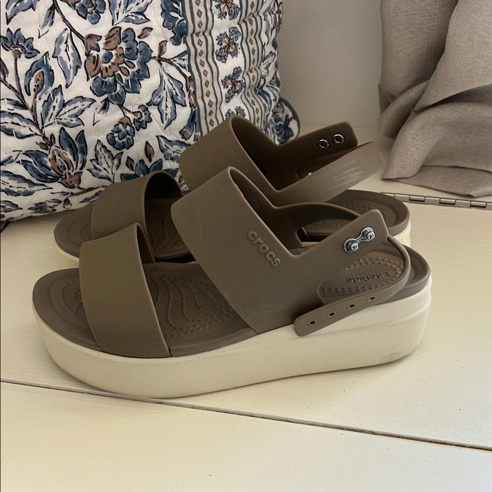 CROCS Olive Green Platform Sandals